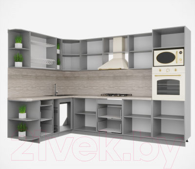 Кухонный гарнитур Интерлиния Мила Деко 1.88x3.0 левая