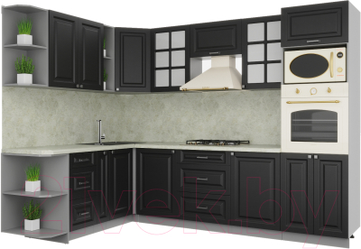 Кухонный гарнитур Интерлиния Мила Деко 1.88x2.8 левая - фото