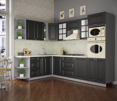 Кухонный гарнитур Интерлиния Мила Деко 1.88x2.8 левая