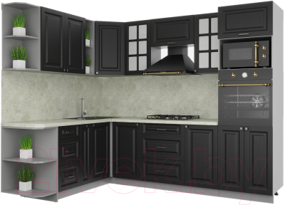 Кухонный гарнитур Интерлиния Мила Деко 1.88x2.6 левая - фото