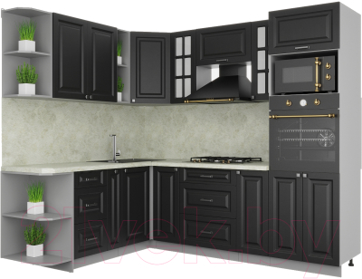 Кухонный гарнитур Интерлиния Мила Деко 1.88x2.4 левая - фото