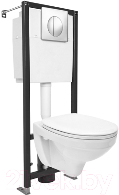 Унитаз подвесной с инсталляцией Cersanit Delfi (S-SET-DEL/Black/TPL/Cg-w) - фото