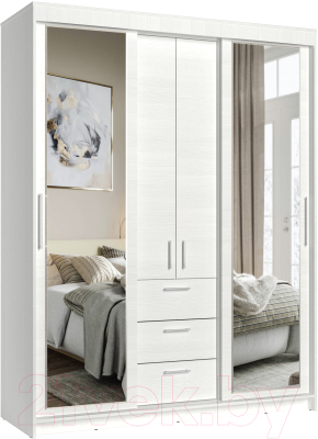Шкаф-купе Евва Престиж 170 BB.2 / ПР-4D2Z3S (белый) - фото