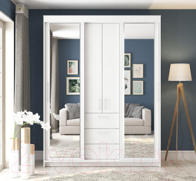 Шкаф-купе Евва Престиж 170 BB.2 / ПР-4D2Z3S (белый)