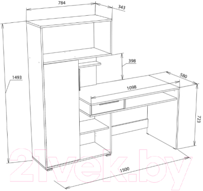 Письменный стол НК Мебель Квадро / 74260155 (дуб сонома/белый)