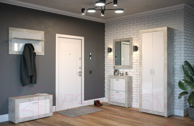 Шкаф НК Мебель Монтана ШК-80 / 73020149 (Atelier/белый глянец)