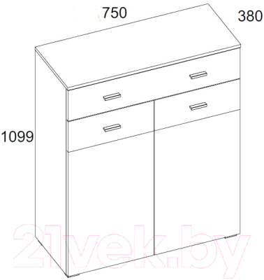 Тумба в прихожую Anrex Rico 2D1S 75