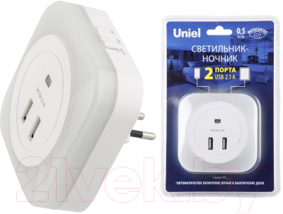 Ночник Uniel DTL-321 White/Sensor/2USB / UL-00007348