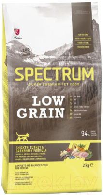 Сухой корм для кошек Spectrum Low Grain с курицей, индейкой клюквой (2кг) - фото