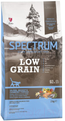 Сухой корм для кошек Spectrum Low Grain с лососем, анчоусом клюквой (2кг) - фото