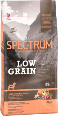 Сухой корм для собак Spectrum Low Grain для взрослых мини и мелких пород с ягненком и черникой (8кг) - фото