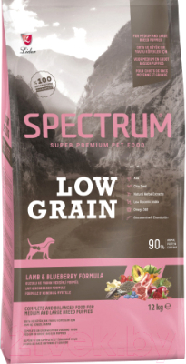 Сухой корм для собак Spectrum Low Grain для щенков средних и круп. пород с ягненком и черникой - фото