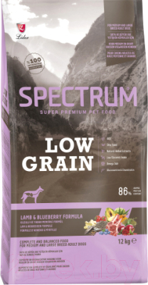 Сухой корм для собак Spectrum Low Grain средних и крупных пород собак с ягненком и черникой (12кг) - фото