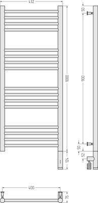 Полотенцесушитель электрический Сунержа Богема 3.0 100x40 / 30-5804-1040