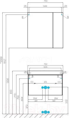 Шкаф с зеркалом для ванной Акватон Асти 70 (1A263402AX010)