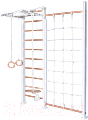 Детский спортивный комплекс Perfetto Sport Scala In Legno Con Rete Bianco-naturale / PS-125 - фото