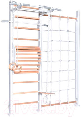 Детский спортивный комплекс Perfetto Sport Scala In Legno Con Rete 1 Bianco-naturale / PS-128 - фото