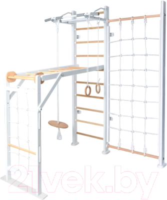 Детский спортивный комплекс Perfetto Sport Scala In Legno Con Rete 2 Bianco-naturale / PS-131 - фото