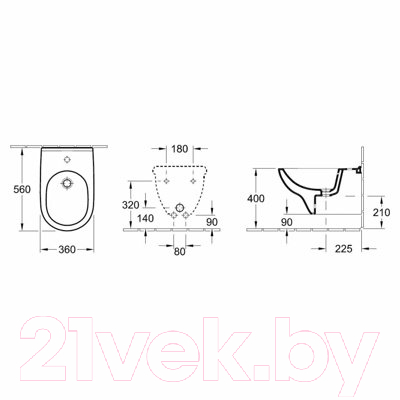 Биде подвесное Villeroy & Boch O.Novo 5460-00-01