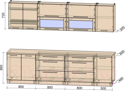 Готовая кухня Интерлиния Мила Пластик 2.9 В