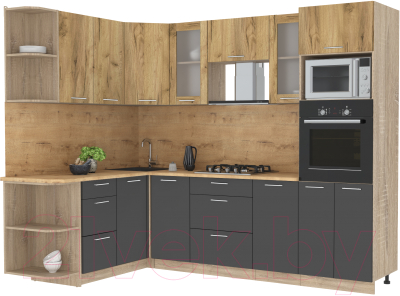 Готовая кухня Интерлиния Мила 1.68x2.6 левая - фото