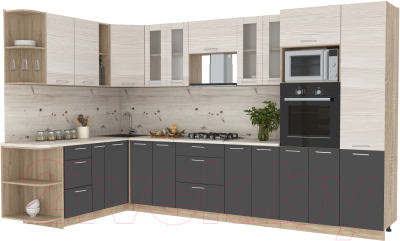 Готовая кухня Интерлиния Мила 1.88x3.4 левая - фото