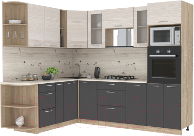 Готовая кухня Интерлиния Мила 1.88x2.6 левая - фото