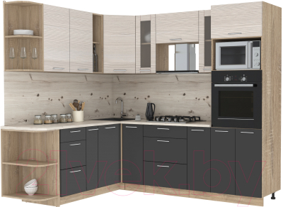 Готовая кухня Интерлиния Мила 1.88x2.4 левая - фото