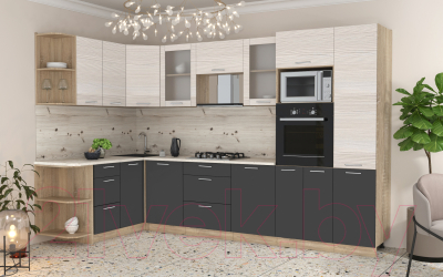 Готовая кухня Интерлиния Мила 1.68x3.2 левая