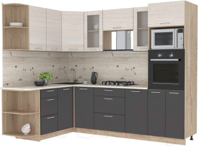 Готовая кухня Интерлиния Мила 1.68x2.6 левая - фото