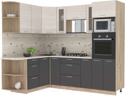 Готовая кухня Интерлиния Мила 1.68x2.4 левая - фото