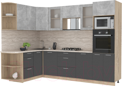 Готовая кухня Интерлиния Мила 1.68x2.8 левая - фото