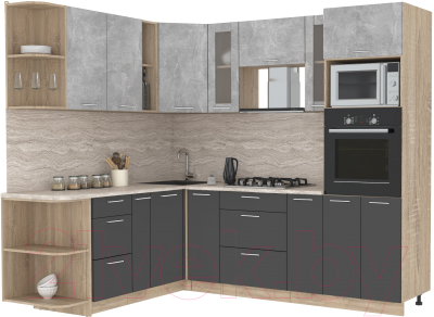 Готовая кухня Интерлиния Мила 1.88x2.4 левая - фото