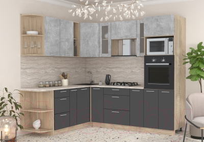 Готовая кухня Интерлиния Мила 1.88x2.4 левая