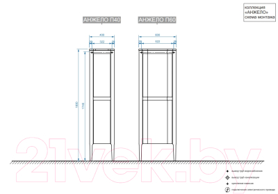 Шкаф-пенал для ванной Belux Анжело П 40