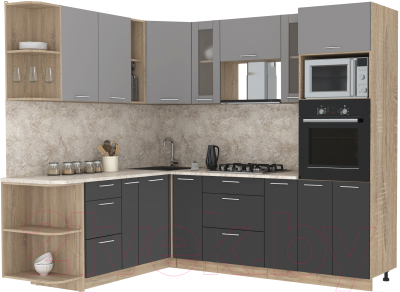 Готовая кухня Интерлиния Мила 1.88x2.4 левая - фото