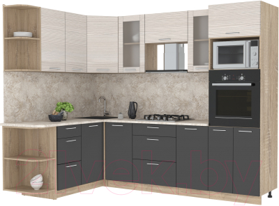 Готовая кухня Интерлиния Мила 1.68x2.6 левая - фото