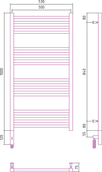 Полотенцесушитель электрический Сунержа Модус 3.0 100x50 / 00-5701-1050