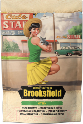 Влажный корм для кошек Brooksfield Kitten Veal для котят телятина в соусе / 5657000 - фото