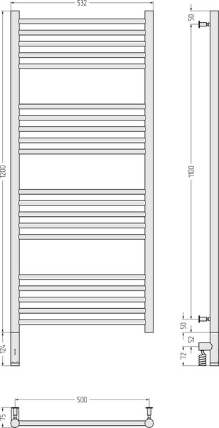 Полотенцесушитель электрический Сунержа Богема 3.0 120x50 / 30-5804-1250