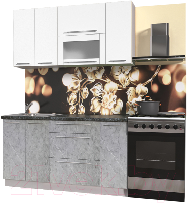 Кухонный гарнитур Интерлиния Мила Пластик 1.5 В - фото