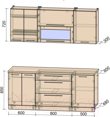 Кухонный гарнитур Интерлиния Мила Пластик 1.9 В