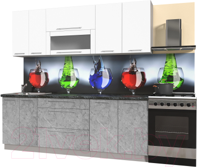 Кухонный гарнитур Интерлиния Мила Пластик 2.2 В - фото