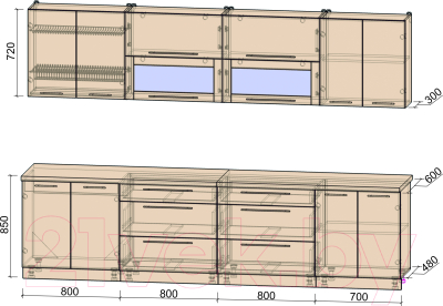 Готовая кухня Интерлиния Мила Пластик 3.1 В