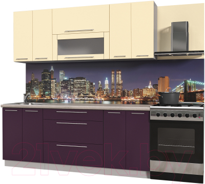 Готовая кухня Интерлиния Мила Пластик 2.1 В - фото