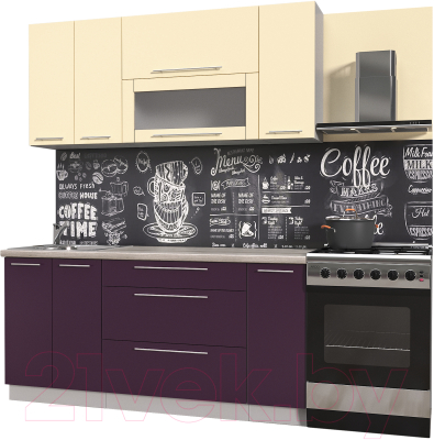 Готовая кухня Интерлиния Мила Пластик 1.7 В - фото