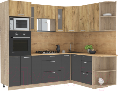 Готовая кухня Интерлиния Мила 1.68x2.4 правая - фото