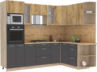 Готовая кухня Интерлиния Мила 1.68x2.6 правая - фото