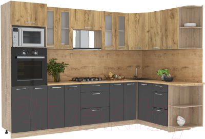 Готовая кухня Интерлиния Мила 1.68x3.0 правая - фото