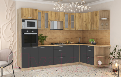 Готовая кухня Интерлиния Мила 1.68x3.0 правая